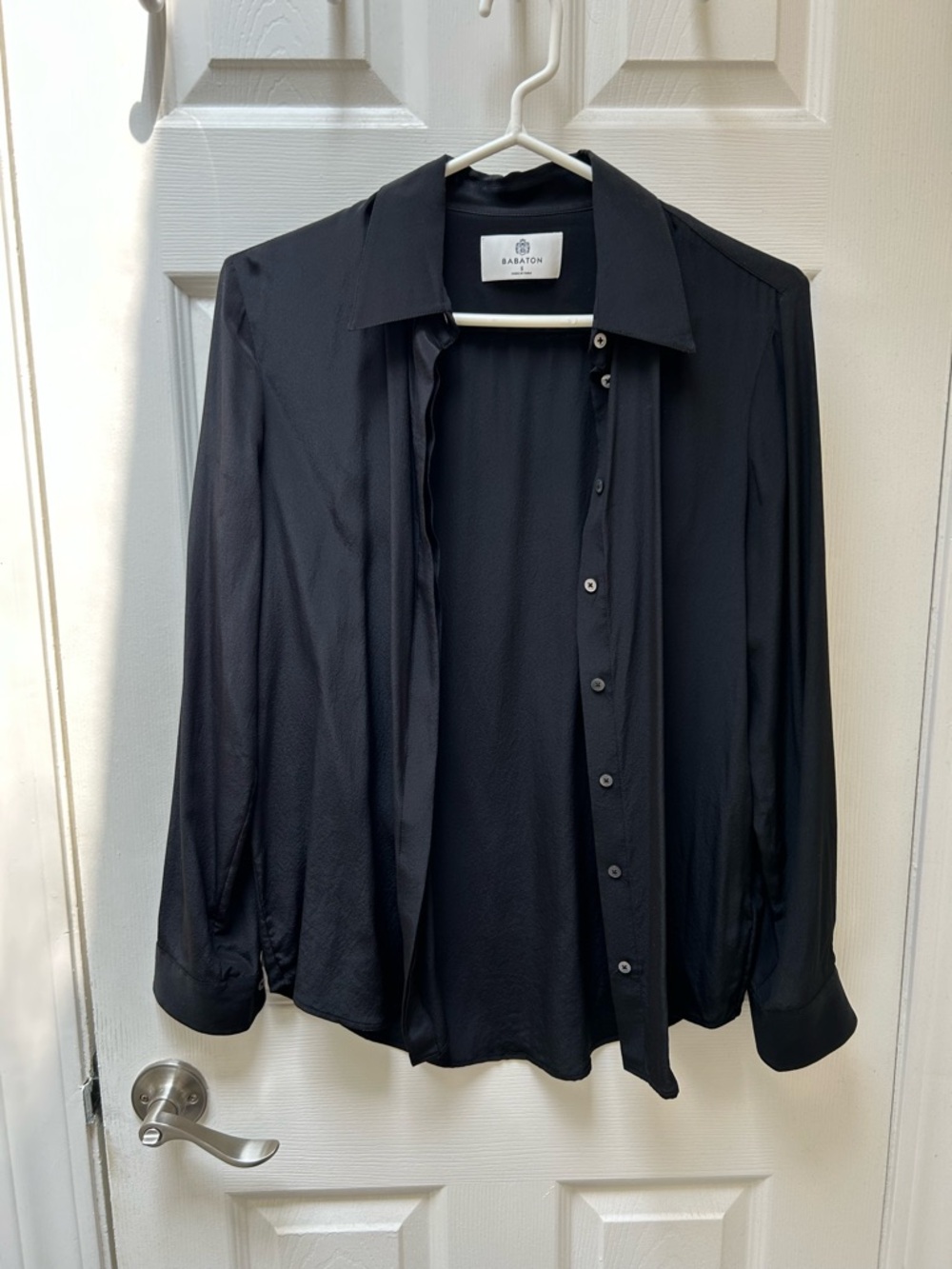 Babaton Black Long-Sleeve Button-Up Blouse